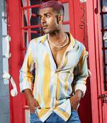 Men's multicolour contrast abstract print shirt
