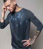 Men's navy blue digital printed activewear t-shirt