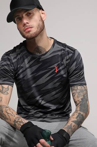 Men's dark grey strokes activewear t-shirt