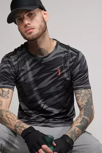 Men's dark grey strokes activewear t-shirt