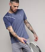 Men's prussian blue contrast heathered activewear t-shirt