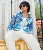 Men's blue paisley block shirt