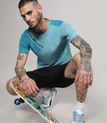 Men's aqua blue contrast heathered activewear t-shirt