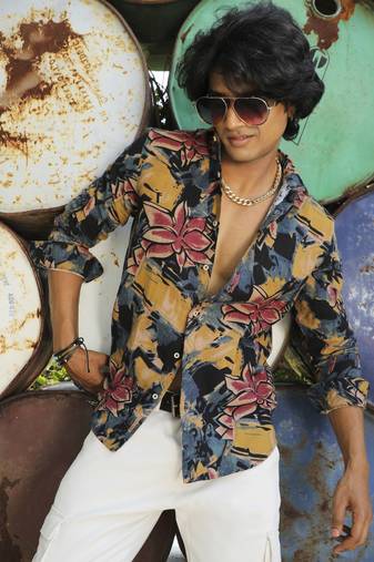 Men's multicolour artistic flowers shirt