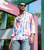 Men's ecoliva white tie dye striped shirt