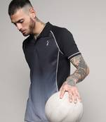 Men's black & grey ombre polo activewear t-shirt