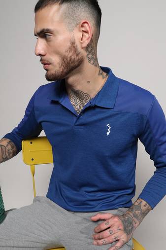 Men's denim blue contrast activewear t-shirt