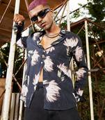 Men's black ecoliva flora bloom strokes shirt