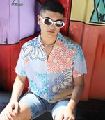 Men's ecoliva multicolour abstract patch shirt