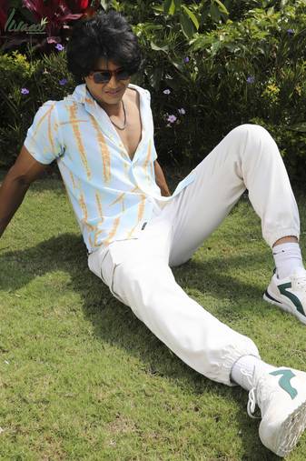 Men's ecoliva sky blue &  orange pastel tie dye shirt