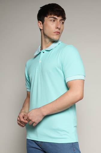 Men's aqua blue basic polo t-shirt