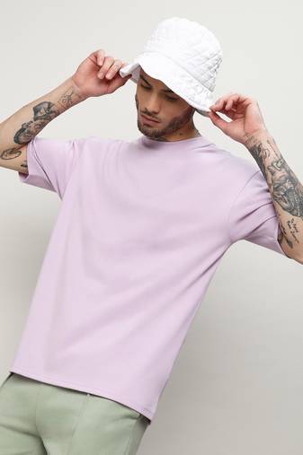 Men's pastel lilac oversized basic t-shirt