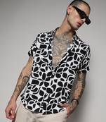 Campus sutra men's white & black contrast block shirt