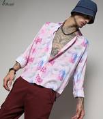 Campus sutra men's ecoliva fuchsia pink faded wildflower shirt