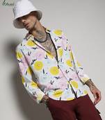 Campus sutra men's ecoliva multicolour artistic botanical shirt