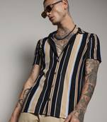 Men's striped button up cotton shirt