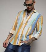 Men's multicolour contrast abstract print shirt
