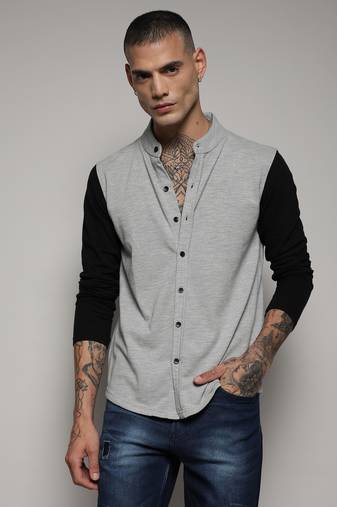 Men's white & grey contrast sleeve shirt