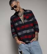 Men's navy blue & red gun club check shirt