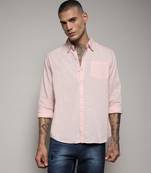 Men's solid light pink regular fit shirt