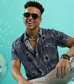 Campus sutra men's mushroom print button up shirt