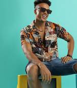 Campus sutra men's multicolour aztec print shirt