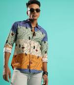 Campus sutra men's multicolour face line shirt