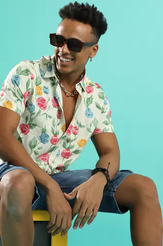 Campus sutra men's multicolour rose garden print shirt