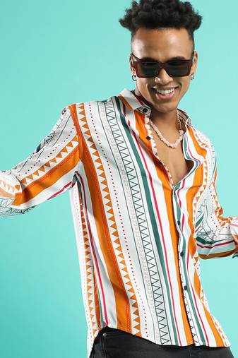 Campus sutra men's multicolour geometrical print shirt