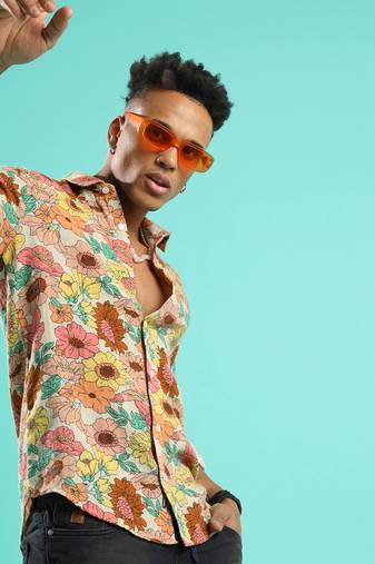 Campus sutra men's multicolour floral cluster shirt