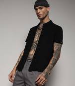 Campus sutra men's jet black basic shirt