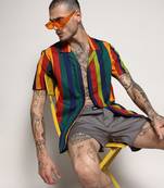 Campus sutra men's multicolour awning striped shirt