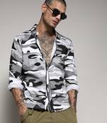 Campus sutra men's grey camouflage shirt