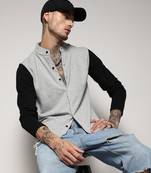 Campus sutra men's white & grey contrast sleeve shirt