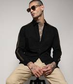 Campus sutra men's jet black side striped shirt