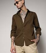 Campus sutra men's olive green side striped shirt