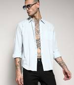Campus sutra men's solid light blue regular fit shirt