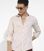 Men's beige basic oxford shirt