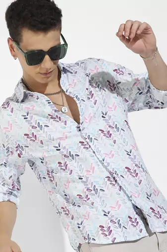 Men's multicolour abstract print regular fit shirt