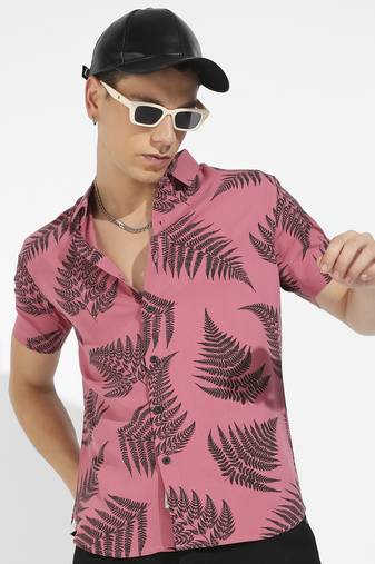 Men's brown contrast fern shirt