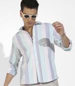 Men's multicolour block striped shirt