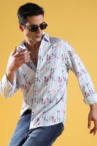 Men's multicolour abstract print regular fit shirt