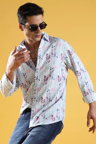 Men's multicolour abstract print regular fit shirt