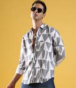 Men's dark grey & white abstract block shirt