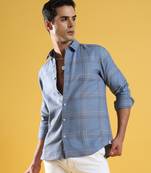 Men's icy blue tartan plaid shirt