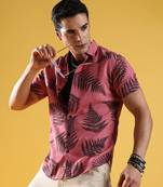 Men's brown contrast fern shirt