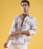 Men's light pink & dark grey contrast fern shirt