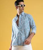 Men's blue abstract print shirt