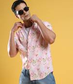 Men's pink leaf strokes shirt