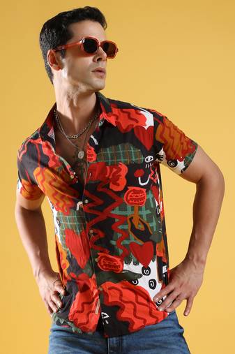 Men's multicolour artistic romance shirt